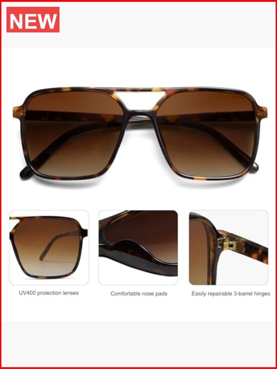 Vintage Aviator Square Sunglasses UV400 Protection Unisex Retro 70s main image 3